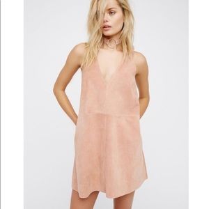 Free People retro love suede dress blush pink sz L